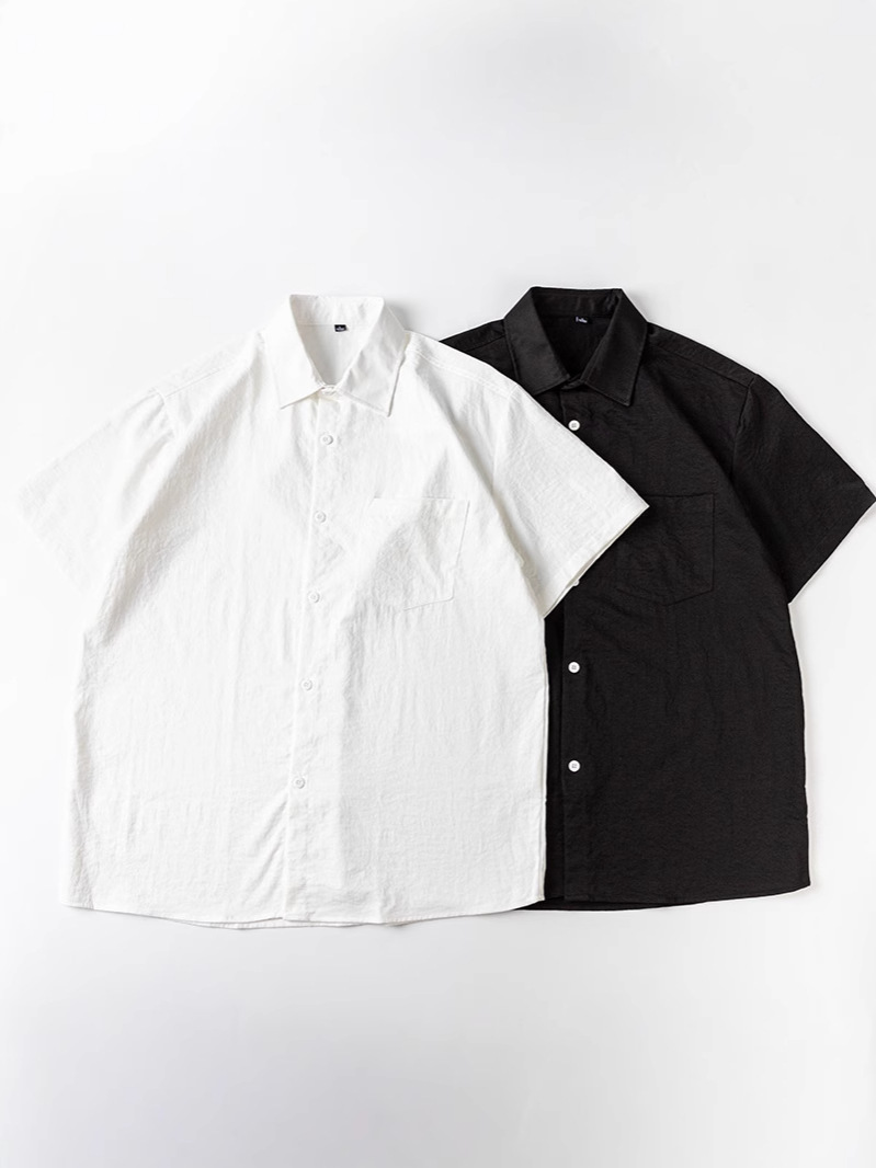 Verano nuevo estilo japonés casual camisa de manga corta camisa suelta para hombres camisa de verano para estudiantes blusa lisa todo fósforo