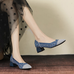 888-02 Princess Shoes Same Style Flat Shoes Women's Weaving 2023 New Low Heel Pointed Toe Fly Weave High Heels 