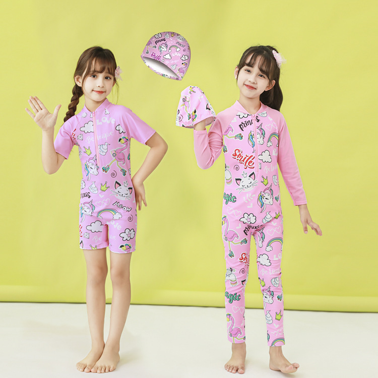 Traje de baño conservador de manga corta para niños traje de surf de manga larga para niños de dibujos animados lindo traje de baño traje de playa
