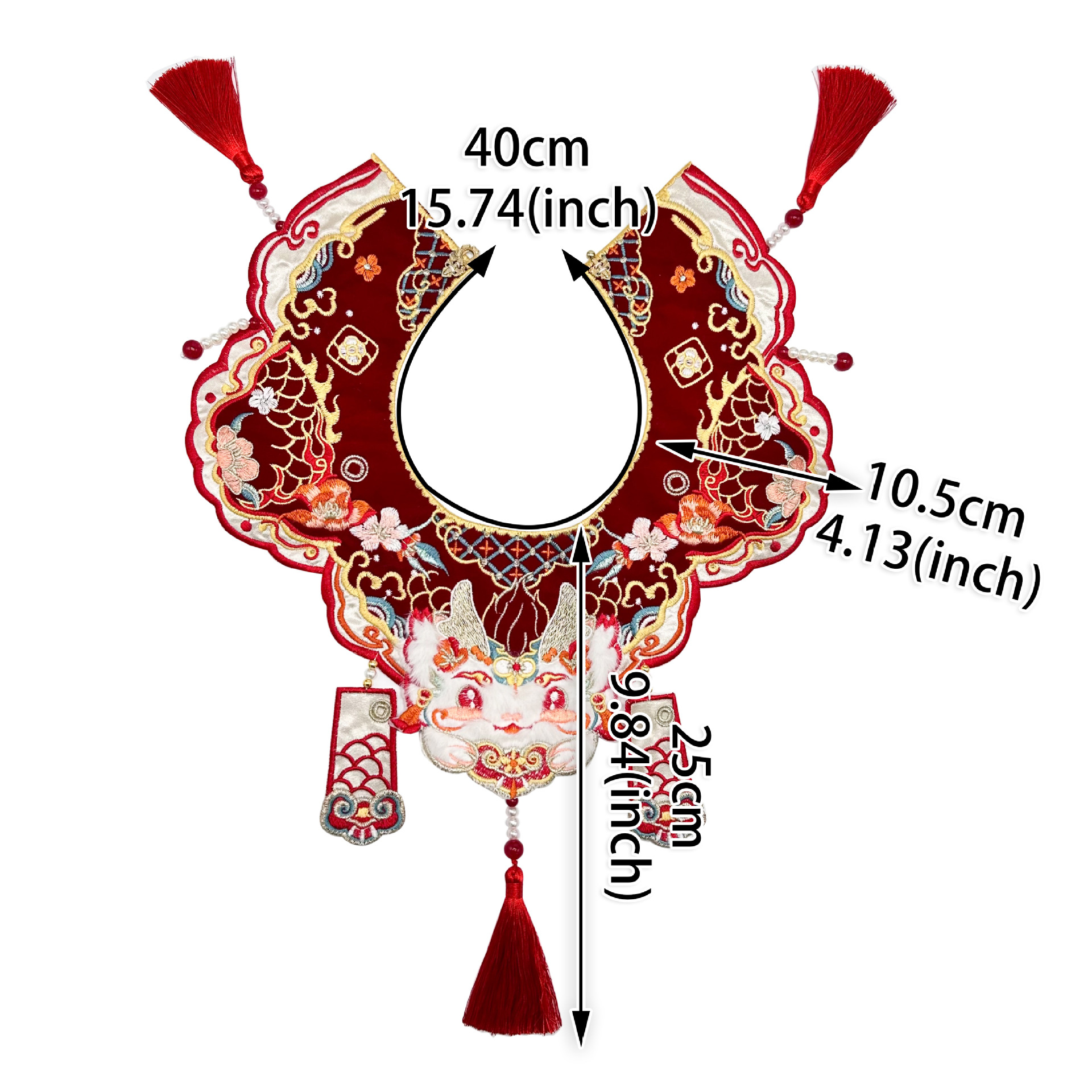 Nueva ropa china para niños, set de Año Nuevo rojo con falda de cuello falso con chal antiguo image 6