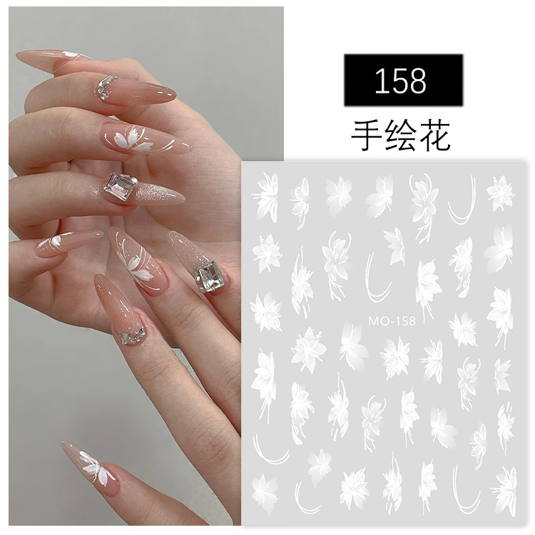 Pegatinas de uñas en línea populares pegatinas de flores de uñas INS estilo pintado a mano Flor Mariposa pegatinas de uñas joyería