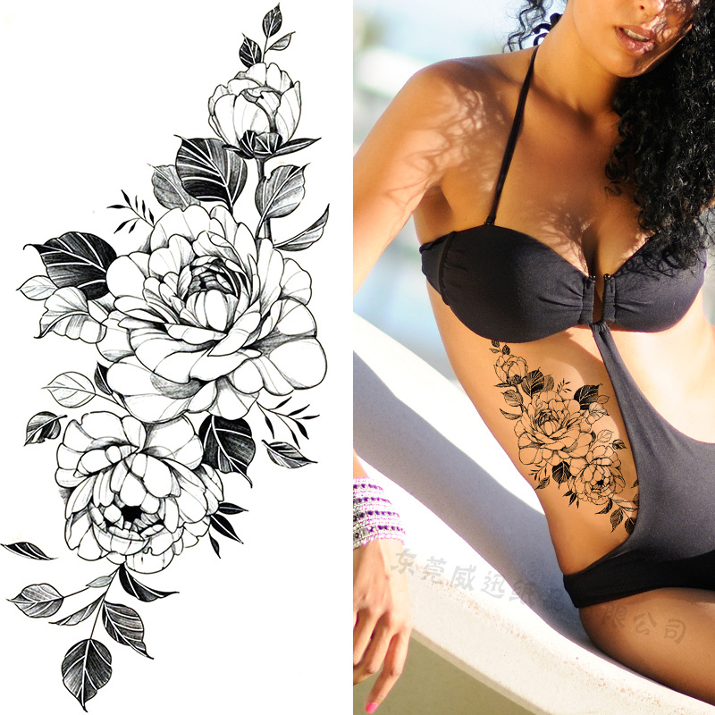 Tatuaje Temporal de Flores Boceto de Papel de Transferencia al Agua, Impresión por Transferencia de Agua, para Cuerpo image 78