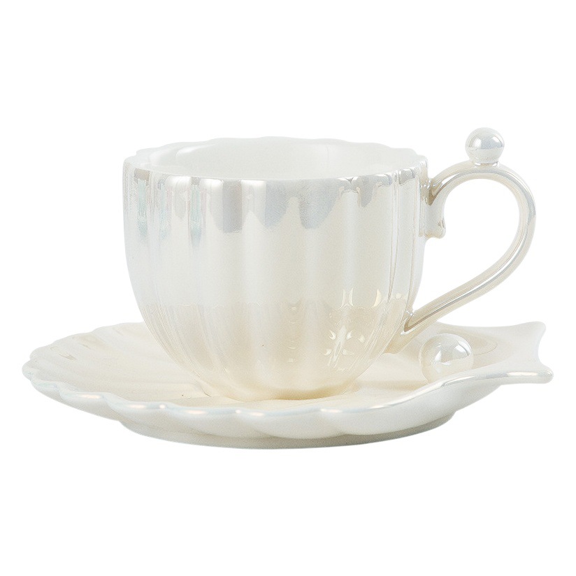Perla Shell taza de café creativo europeo taza de café platillo taza de cerámica regalo ins tarde té juego de té