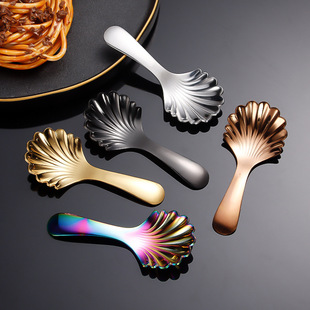 304 stainless steel short handle shell spoon Creative ice cream dessert spoon tea spoon children spoon milk powder spoon household teaspoon