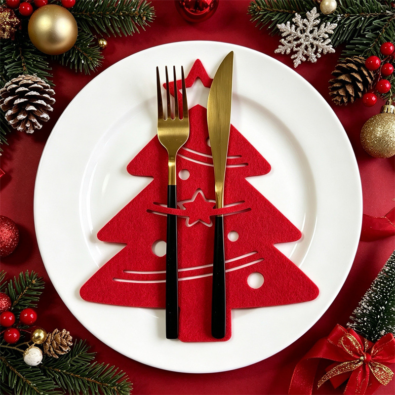 Christmas Tree Ornaments, Christmas Tree Cutlery Holder, Christmas Tree Placemat, Christmas Decorations, Christmas Cutlery Bag, Fork and Spoon Bag