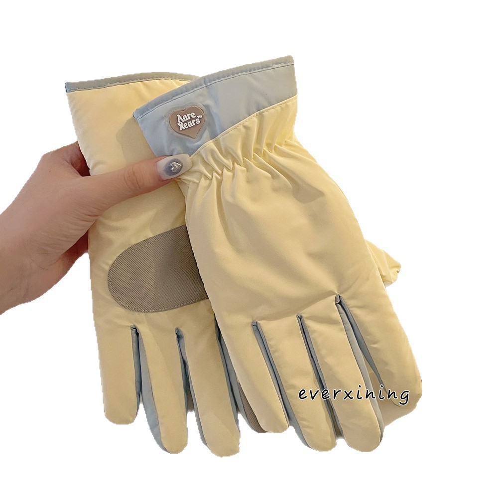 Guanti invernali per studentesse, carini, antifreddo, caldi, da ciclismo, foderati in pile, in cotone spesso, per lo sci all'aperto,_voghion.com