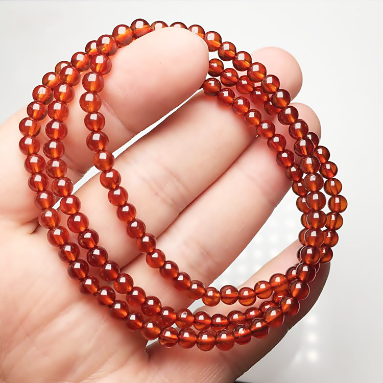 Orange garnet champagne garnet three rings beads bracelet women stone crystal good permeability