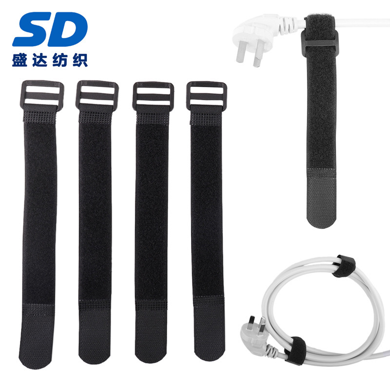 Non-Elastic Velcro Fastener Strap Nylon Buckle Wire Bundling Power Cord Tie Self-Adhesive Cable Management Tape