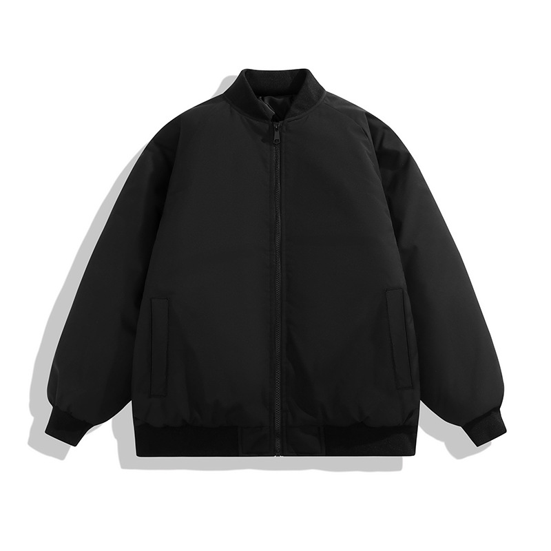 高品质红色棒球领棉衣定制工服印logo字冬季加厚保暖工装夹克外套