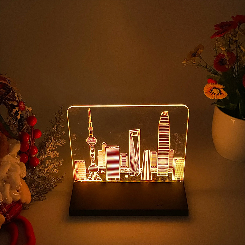 Dormitorio acrílico lámpara de noche atmósfera regalo elemento de Navidad toque colorido control remoto lámpara USB de escritorio