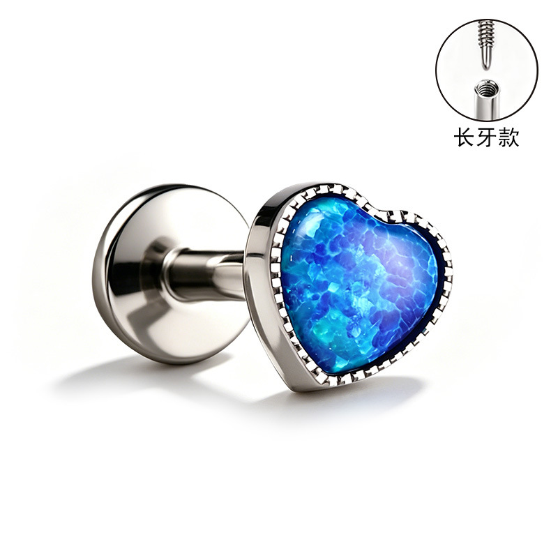 F136 Titanium Alloy Ear Studs, Carved Bone Studs, Long Tooth Style with Zirconia, Lip Studs, G23 Titanium Body Piercing Jewelry detail image 18