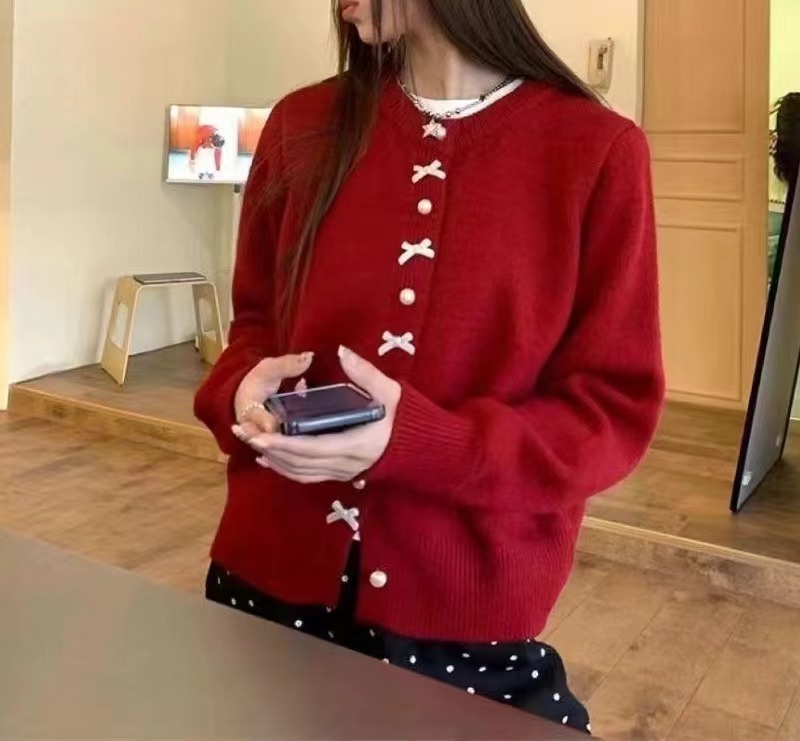 ニットカーディガン女性のための春と秋の新作 2024 韓国スタイル日本カジュアル多用途優しいスタイルパールボタンセータージャケット女性のための|undefined