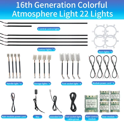 Other lights – trade car atmosphere lamp car - 22led-instrument-4-doors-foot-lights-storage-lights-handle-lights-speaker-rings-half-black-64-color-ambient-lighthalf-black-64-color-ambient-light