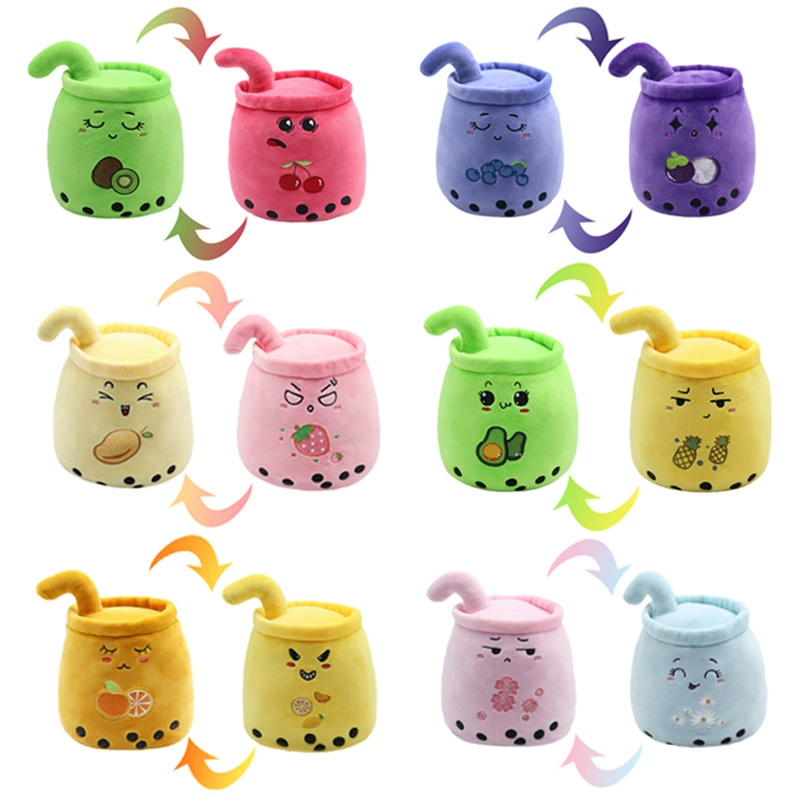 Изготовленная на заказ Флип-фруктовый пузырь чайная чашка кукла забавная двухсторонняя лицевая плюшевая кукла творческого выражения