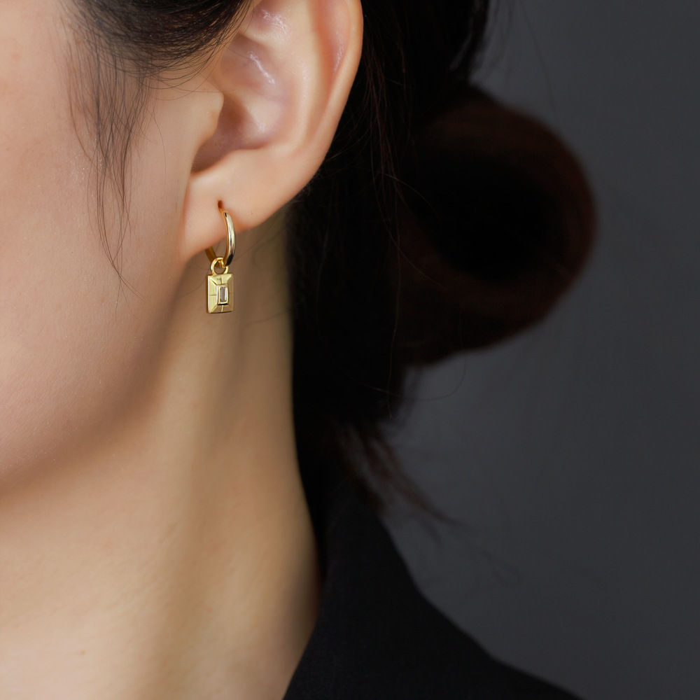 Fashion Geometric Sterling Silver Inlay Zircon Dangling Earrings 1 Pair