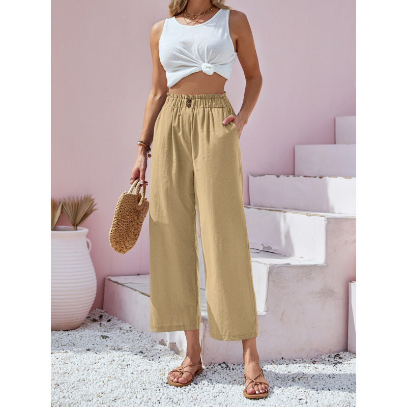 Women's Holiday Daily Casual Vintage Style Solid Color Ankle-Length Button Casual Pants display picture 14