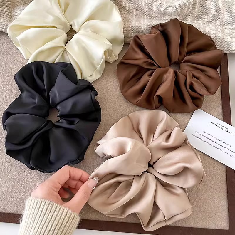 2025 nuevo retro satén de cabello de cabello anillo de intestino grande mujer coreana atada baja cabello de cabello de cola de caballo adornamiento de cabello coreano