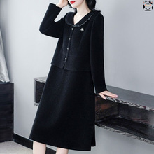 高档气质假两件秋冬加厚连衣裙女2026新款大码女装遮肚子显瘦上衣