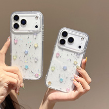立体彩色小星星适用iPhone17苹果16pro max滴胶14/15透明闪粉软壳