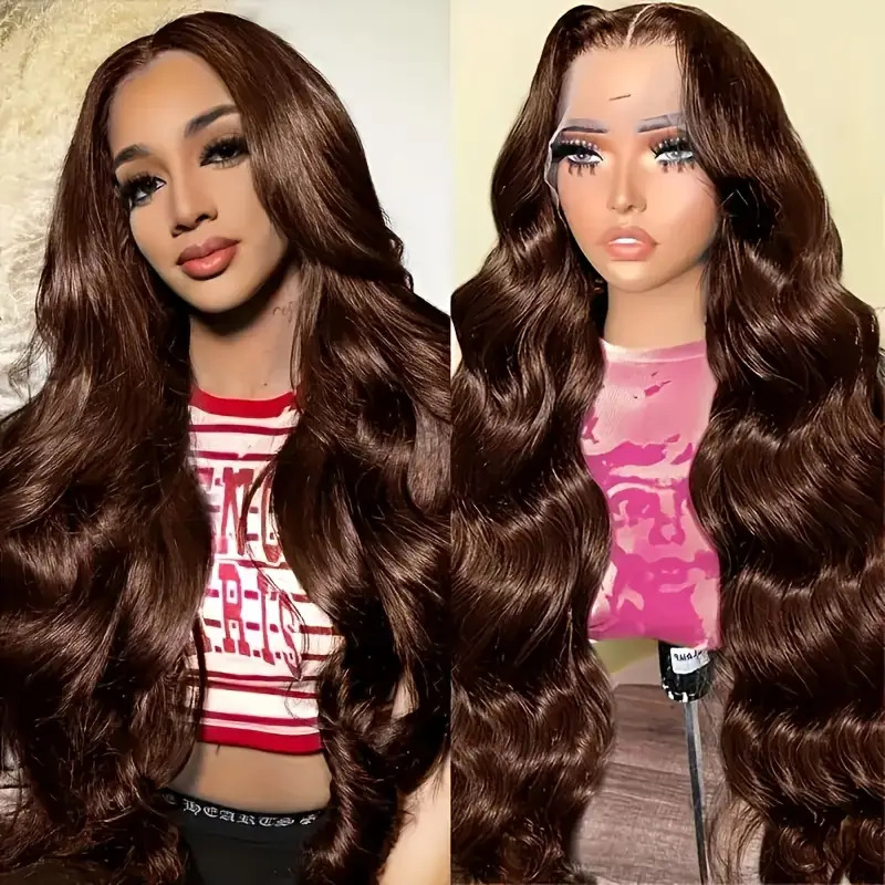 2025 New African Wig with Middle Parting Dark Brown Cross-Border European and American Ready-Made Long Curly Hair Chemical Fiber Hair Manufacturer Wholesale