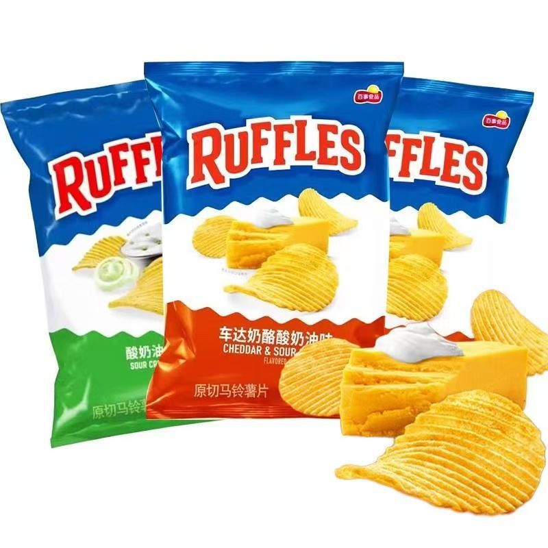 Lay's Ruffles Raffles Potato Chips 82g Sour Cream Onion Flavor Potato Chips Casual Snack