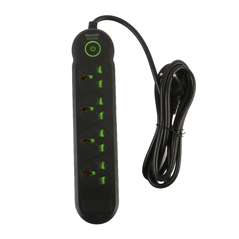 Exportación enchufe de escritorio de oficina doméstica estándar británico estándar europeo y americano con interruptor de cable indicador de color blanco y negro