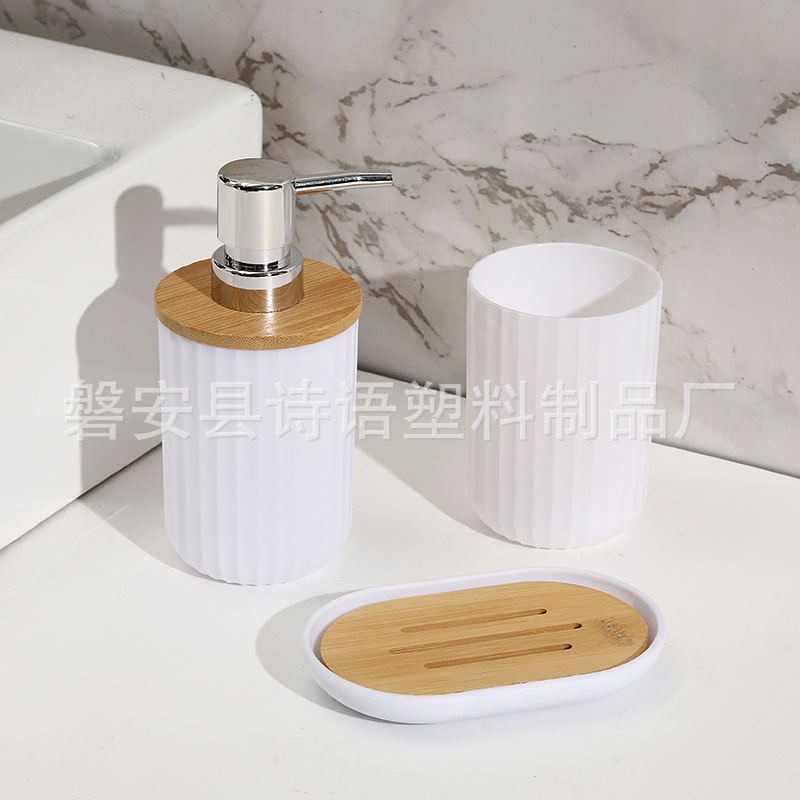 Baño doméstico con estriado 7 piezas para almacenar herramientas de limpieza artículos de higiene basura lavabo cepillo de inodoro taza hidráulica caja de jabón