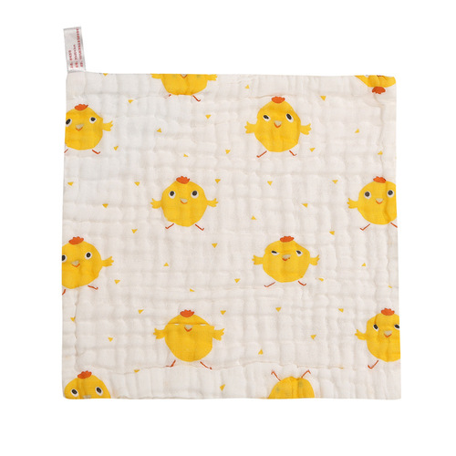 Handkerchief for babies, A-class cotton gauze children's small towel, soft cartoon style, kindergarten baby small square towel, cross-border