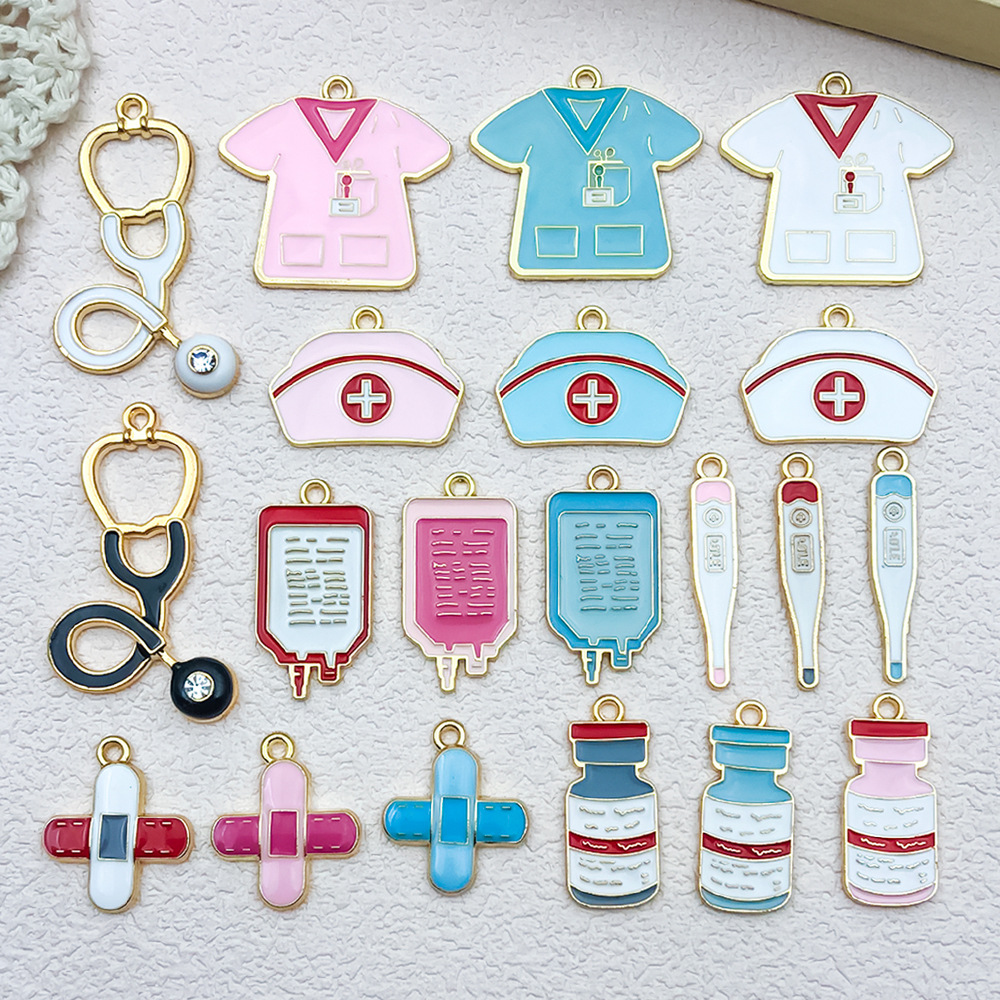 Cross-border Nurses Day Medical Supplies Bag Pendant DIY Alloy Oil Dropping Jewelry Accessories Bracelet Keychain Small Pendant