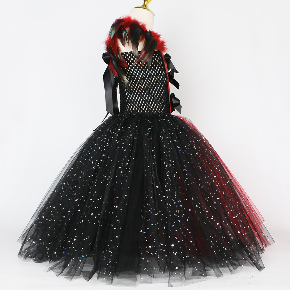 Abbigliamento per bambini Vestito da vampiro e zombie per bambini Costume da cosplay di Halloween per ragazze Vestito da tutù in tulle a rete_voghion.com