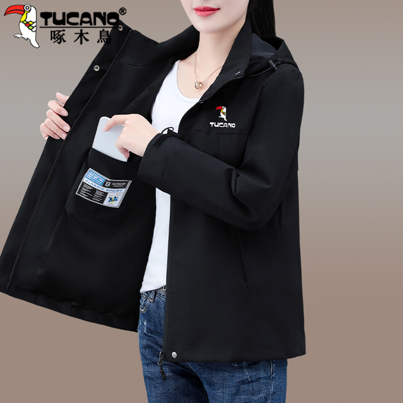 Woodpecker Outdoor Jacket for Women 2026 New Spring and Autumn Trendy Brand Waterproof Windproof Mom's Coat