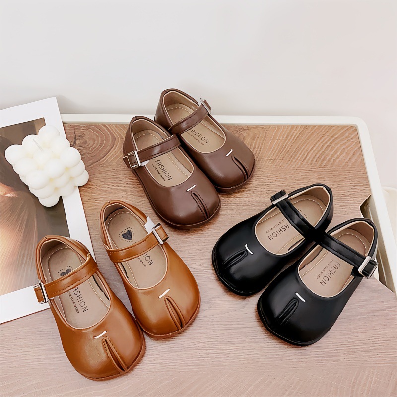 Girls' Leather shoes 2024 Spring and Autumn new children's shoes little girl princess shoes soft bottom peas shoes single-layer shoes baby shoes