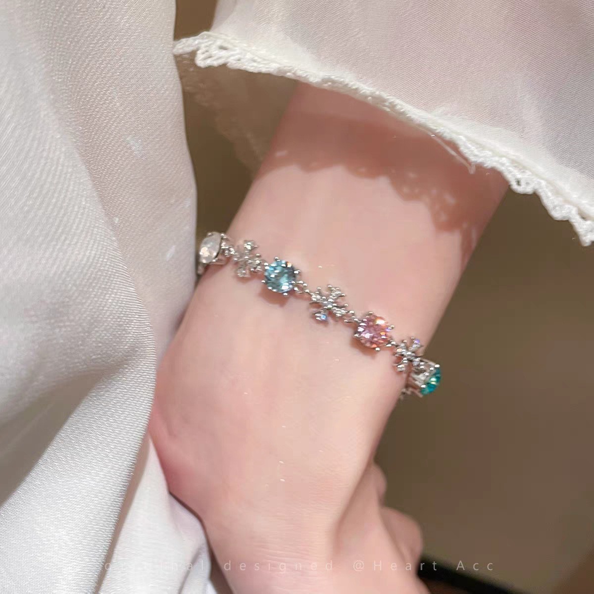 컬러 다이아몬드 크로스 팔찌