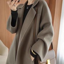 100羊毛呢子外套大码加厚秋冬新款双面羊绒大衣女中长款韩版宽松