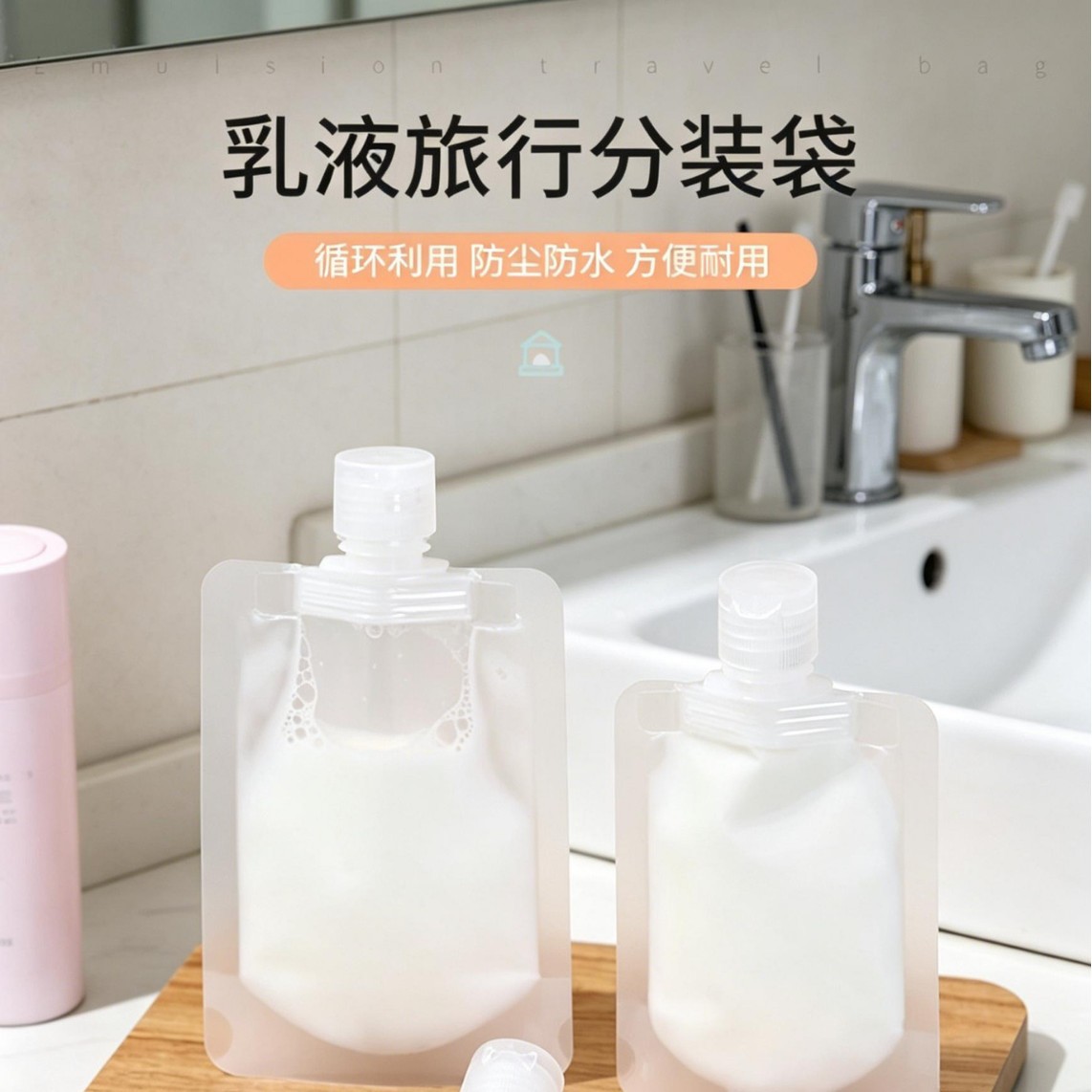 Bolsas de viaje rellenables, bolsas de cosméticos portátiles con boquillas de succión, limpiador facial, gel de ducha, loción, bolsas selladas al por mayor.