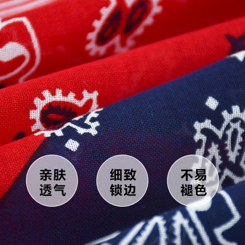 Cross-border factory direct supply wholesale pure cotton cashew nut double combination sweat-absorbing headscarf hip-hop outdoor riding street dance printed square scarf 