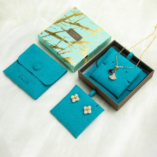 Logo Customized Microfiber Velvet Small Ring Necklace Jewelry Storage Bag Flip Double-Sided Velvet Snap Jewelry Gift Bag