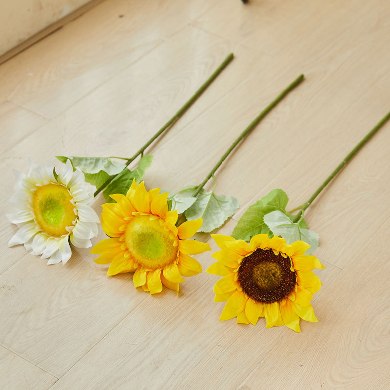清新单支向日葵仿真花奶油系家居客厅餐桌假花装饰摆设新款假花详情10