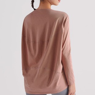 LuLu Action Series Women's Long-sleeved T-shirt Loose Breathable Simple Women's Training Fitness Yoga Clothes