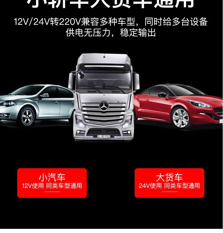 Car charger 12V24V to 220V super fast charging mobile phone socket car power inverter converter adapter