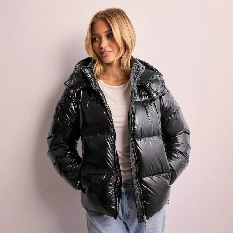 In-Stock Winter Casual Hooded Cotton Jacket Thickened Solid Color Cold-Proof High-End Cotton Coat European and American Cross-Border Women's Outerwear