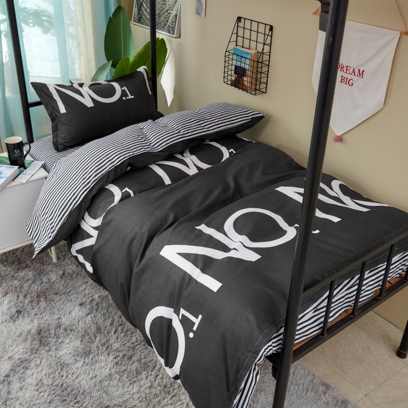2024 new skin-friendly aloe cotton printing student dormitory bunk three-piece bedroom quilt cover sheets