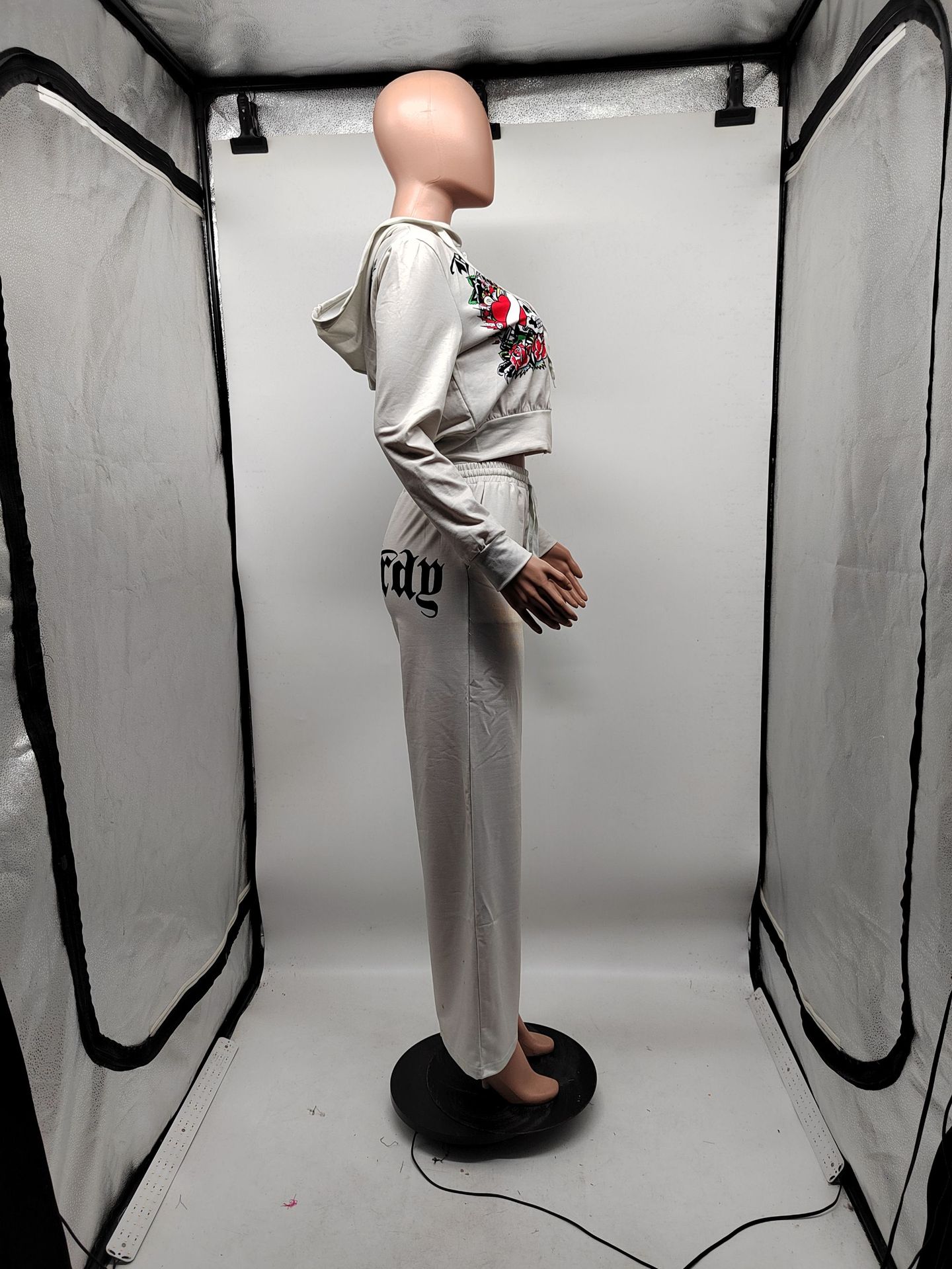 Ensemble décontracté deux pièces sweat-shirt zippé imprimé tendance pour femme_voghion.com