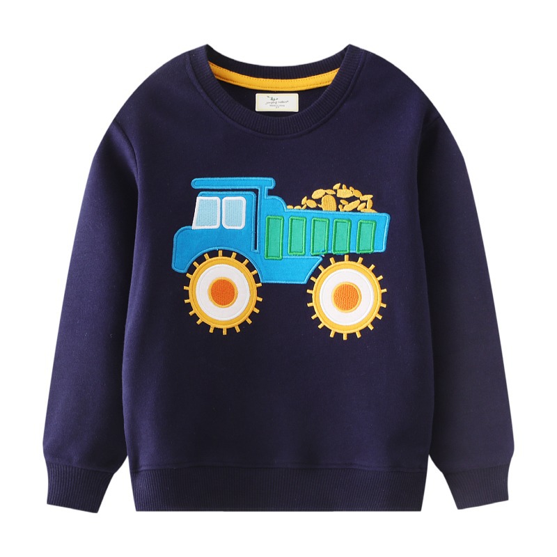 Otoño nuevo suéter de los muchachos estilo europeo y americano excavadora de los niños suéter de los muchachos chaqueta de los niños distribución entrega