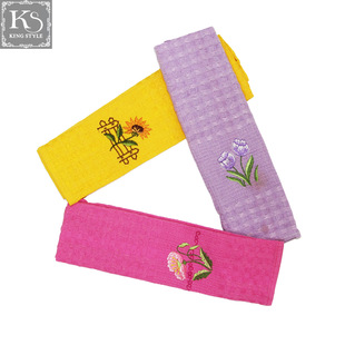 Cross-border wholesale foreign trade for heavy thick absorbent flower embroidered cotton tea towel tea cloth wipe cup towel