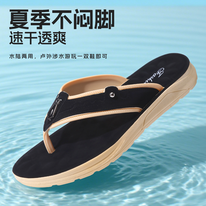 2025 Summer Trendy Men's Flip-Flops Thickened Soft Sole Lightweight Outdoor Versatile Non-Slip Shock Absorption Wear-Resistant