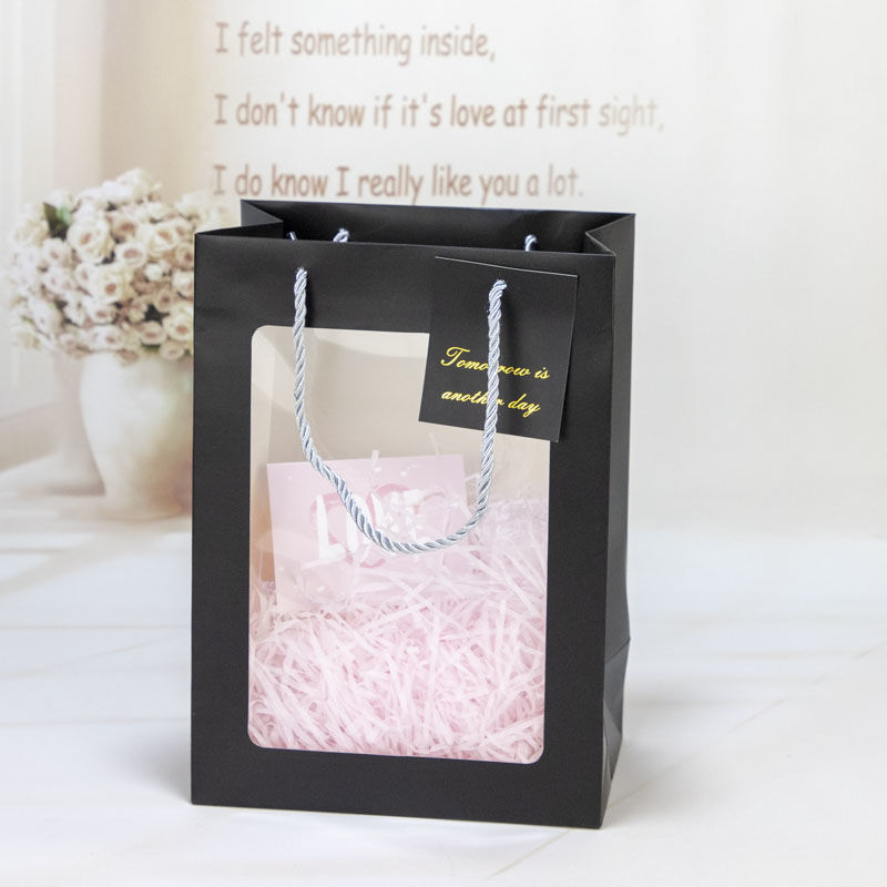 Extra grande ventana cumpleaños graduación temporada bolsa de regalo ramo transparente cuadrado sola flor caja de regalo bolso
