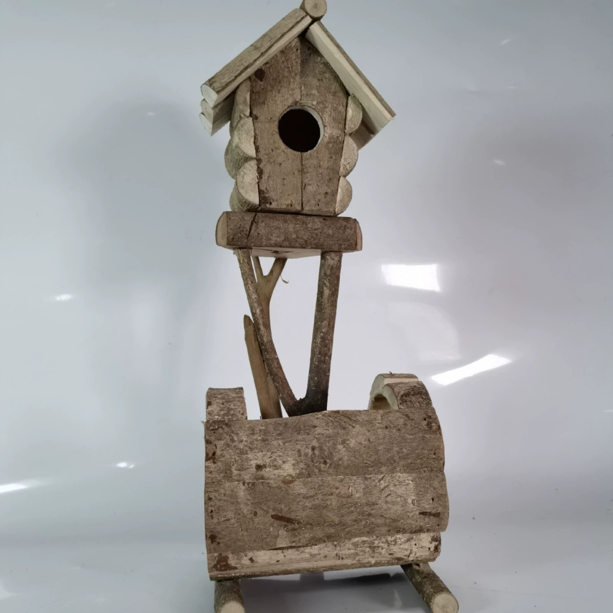 Трансграничное дерево из цельного дерева филиал двойного назначения птичье гнездо цветочный горшок украшение классического бревна ветка уличный птичий дом