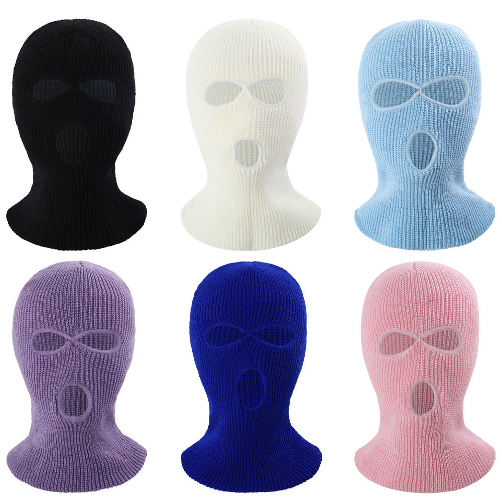 Cross-border new winter warm cycling mask outdoor sports skiing knitted three-hole headband neck protection cold prevention scarf