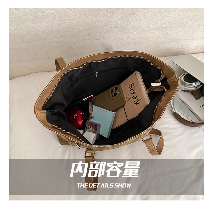 Túi tote đeo vai nách họa tiết da báo cổ điển, form lớn rộng rãi, phong cách tối giản — màu hồng, màu nâu, màu xám chi tiết 4